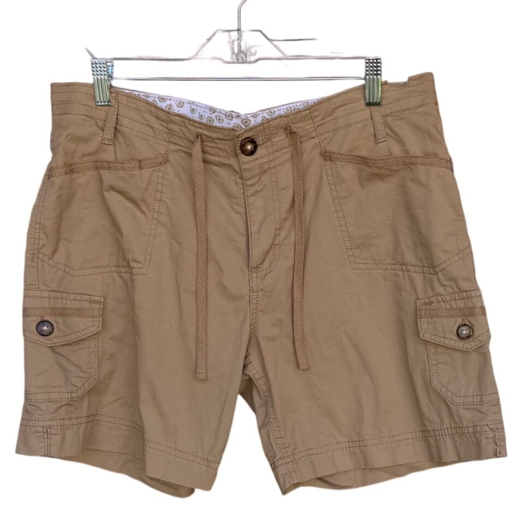 Lee Sinfully Soft Khaki Cargo Shorts Womens 12 Tan Drawstring Utility 6.5in
